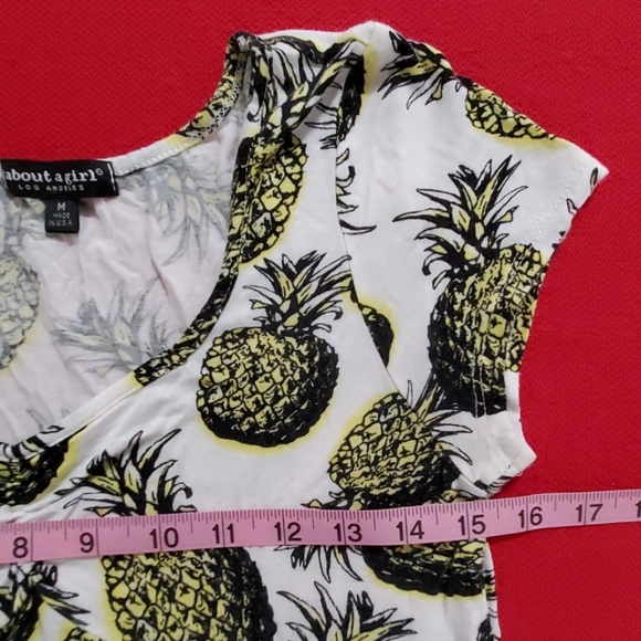 about a girl Los Angeles pineapple themed top cap sleeve Med - Picture 4 of 6